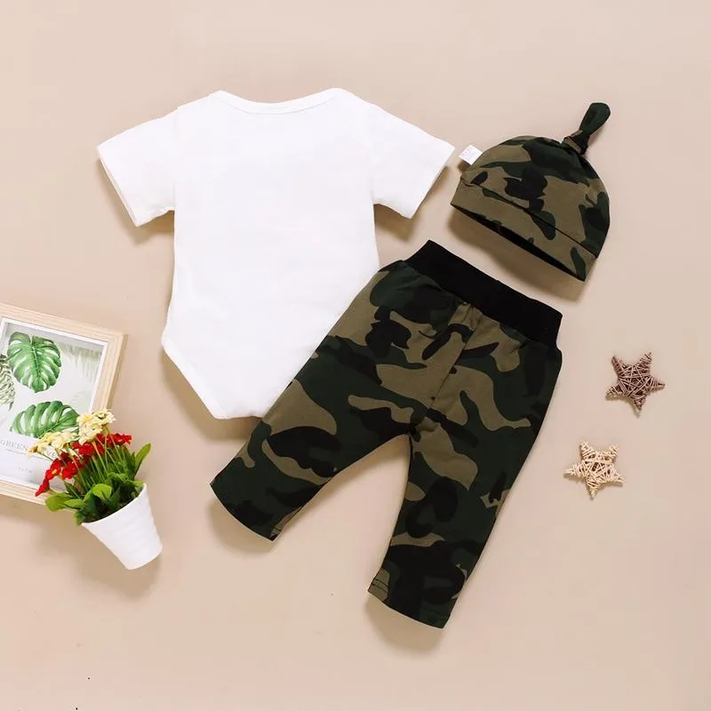 3-piece Letter Pattern Bodysuit & Pants & Hat for Baby Boy Wholesale children's clothing