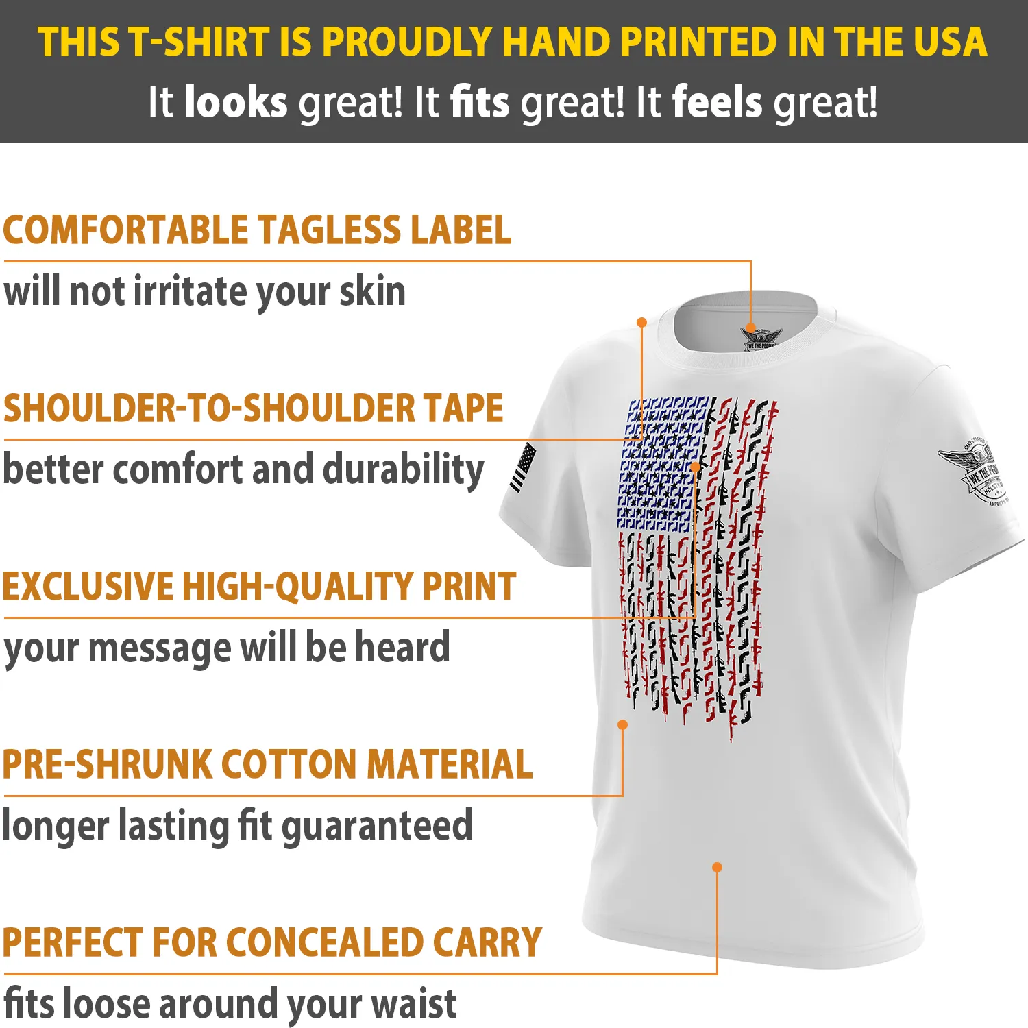 American Flag in Guns - Patriotic Colors Short Sleeve Shirt