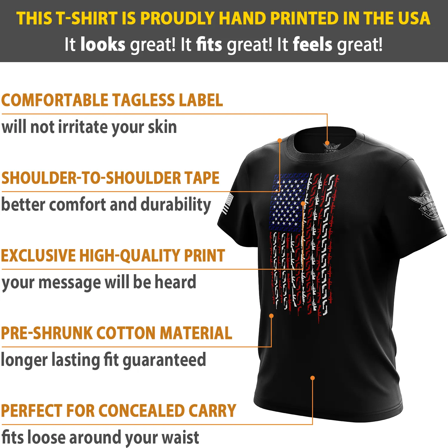 American Flag in Guns - Patriotic Colors Short Sleeve Shirt