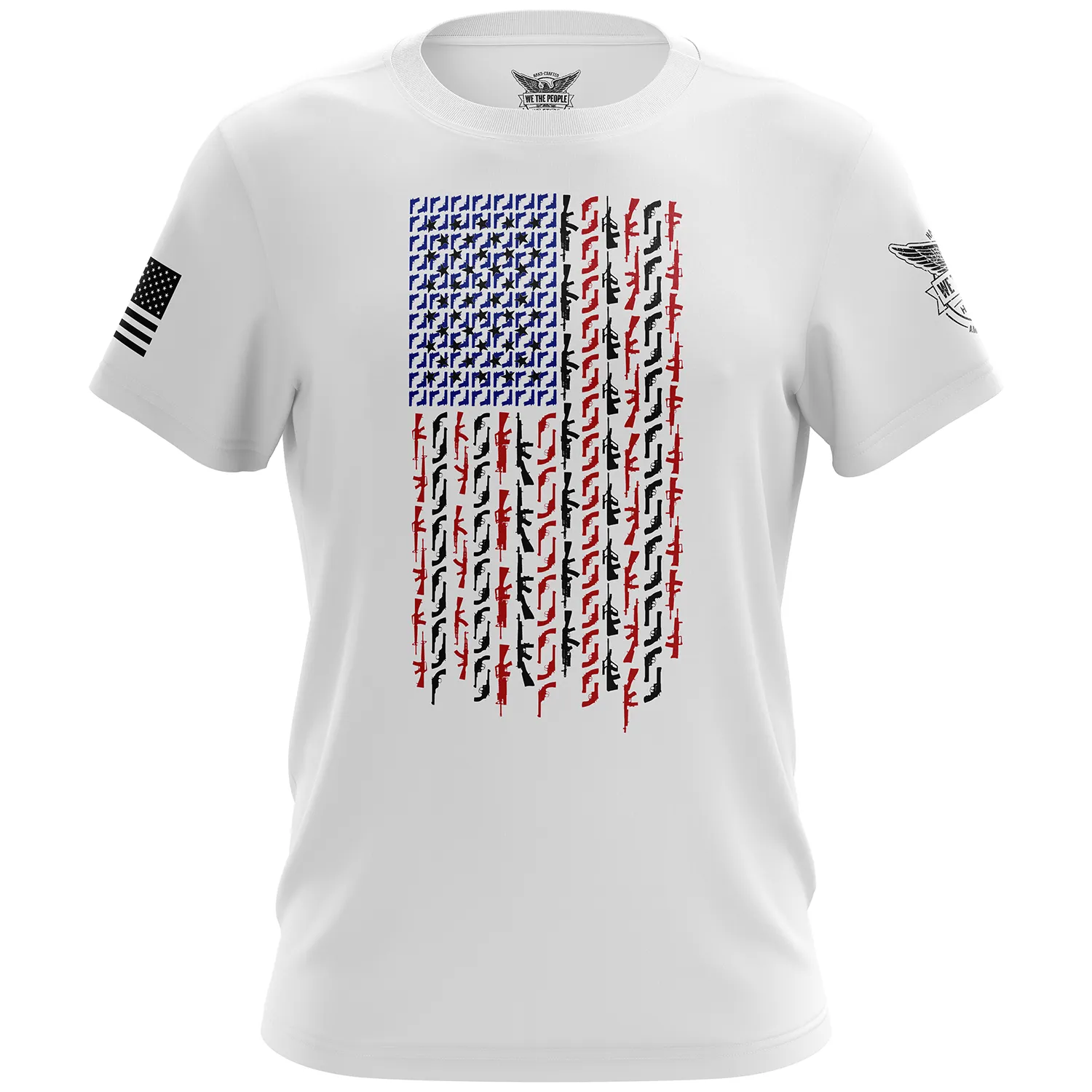 American Flag in Guns - Patriotic Colors Short Sleeve Shirt