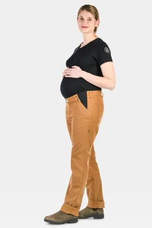 Anna Maternity Work Pants in Saddle Brown Stretch Canvas