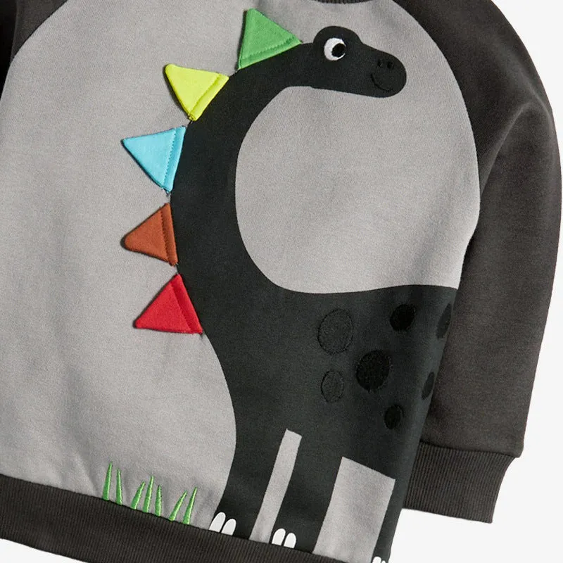 Baby Boy Cartoon Dinosaur Pattern Colorblock Design Hoodies Sets by MyKids-USA™