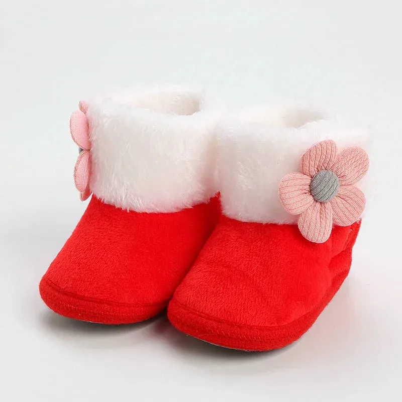 Baby Girls Soft Booties with Pompom