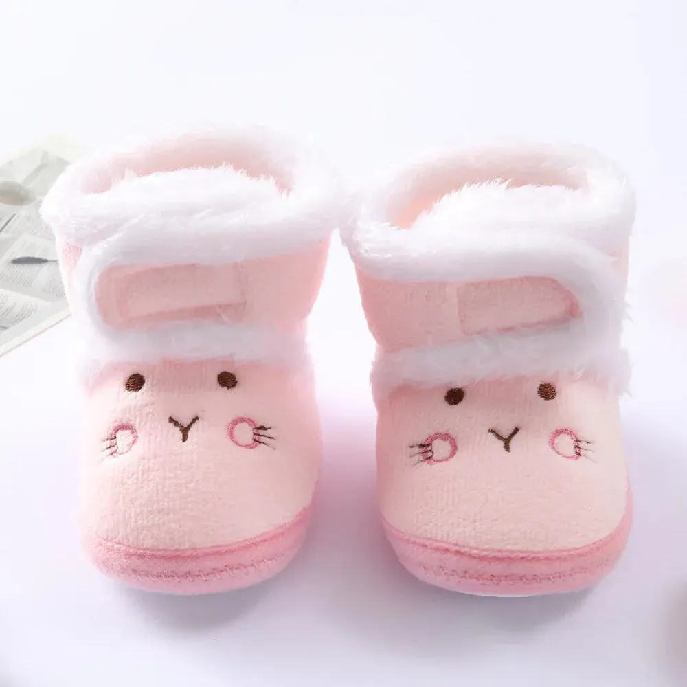 Baby Girls Soft Booties with Pompom