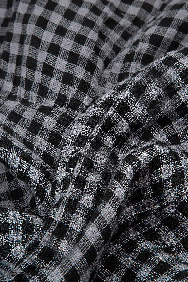 Back Pockets Grey Check Linen Trousers