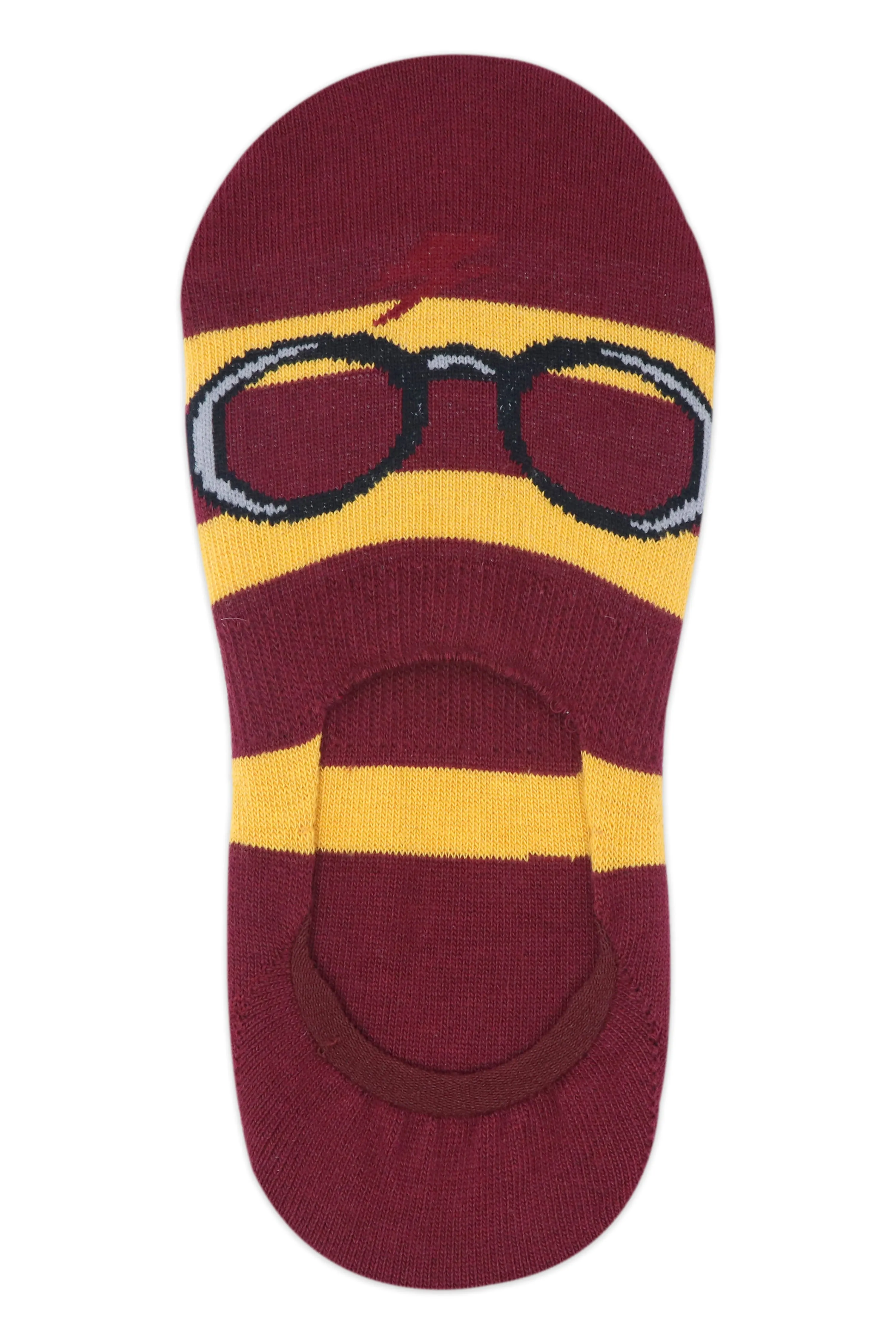 Balenzia x Harry Potter Potter 07, Lightning Bolt & Glasses, Platform 9 3/4 No Show Socks for Women(Pack of 3 Pairs/1U)- Yellow & Maroon