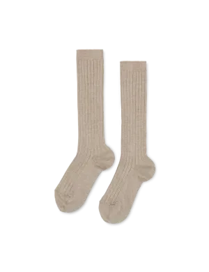 Basic Rib Knee High Socks - Nougat