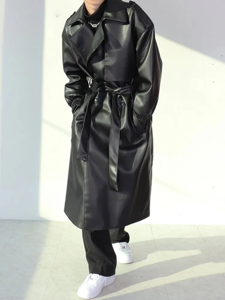 Black Sage Faux Leather Trench Coat