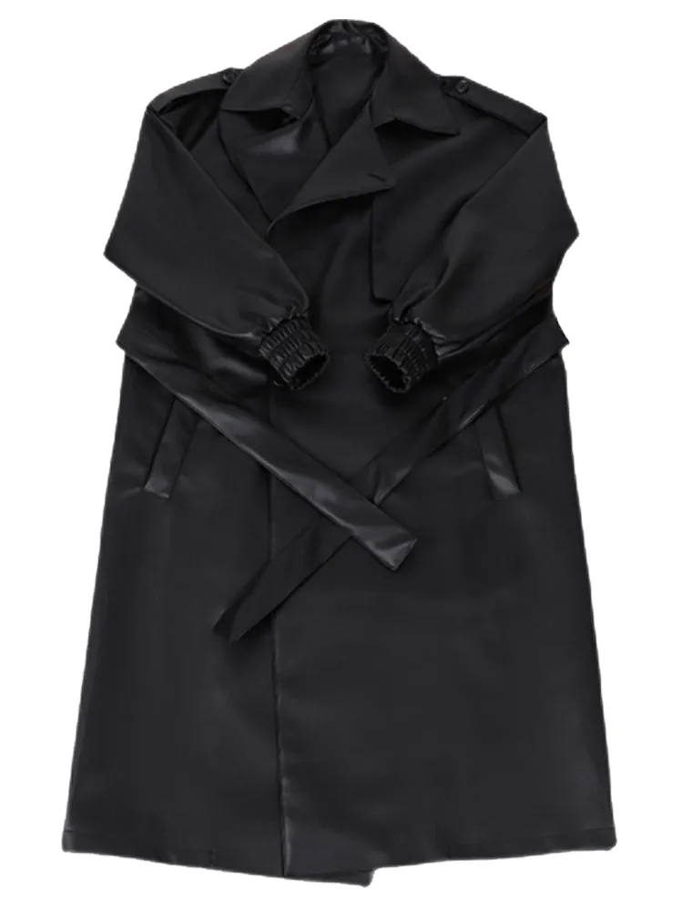 Black Sage Faux Leather Trench Coat