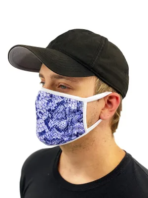 Blue Snakeskin Face Mask With Filter Pocket