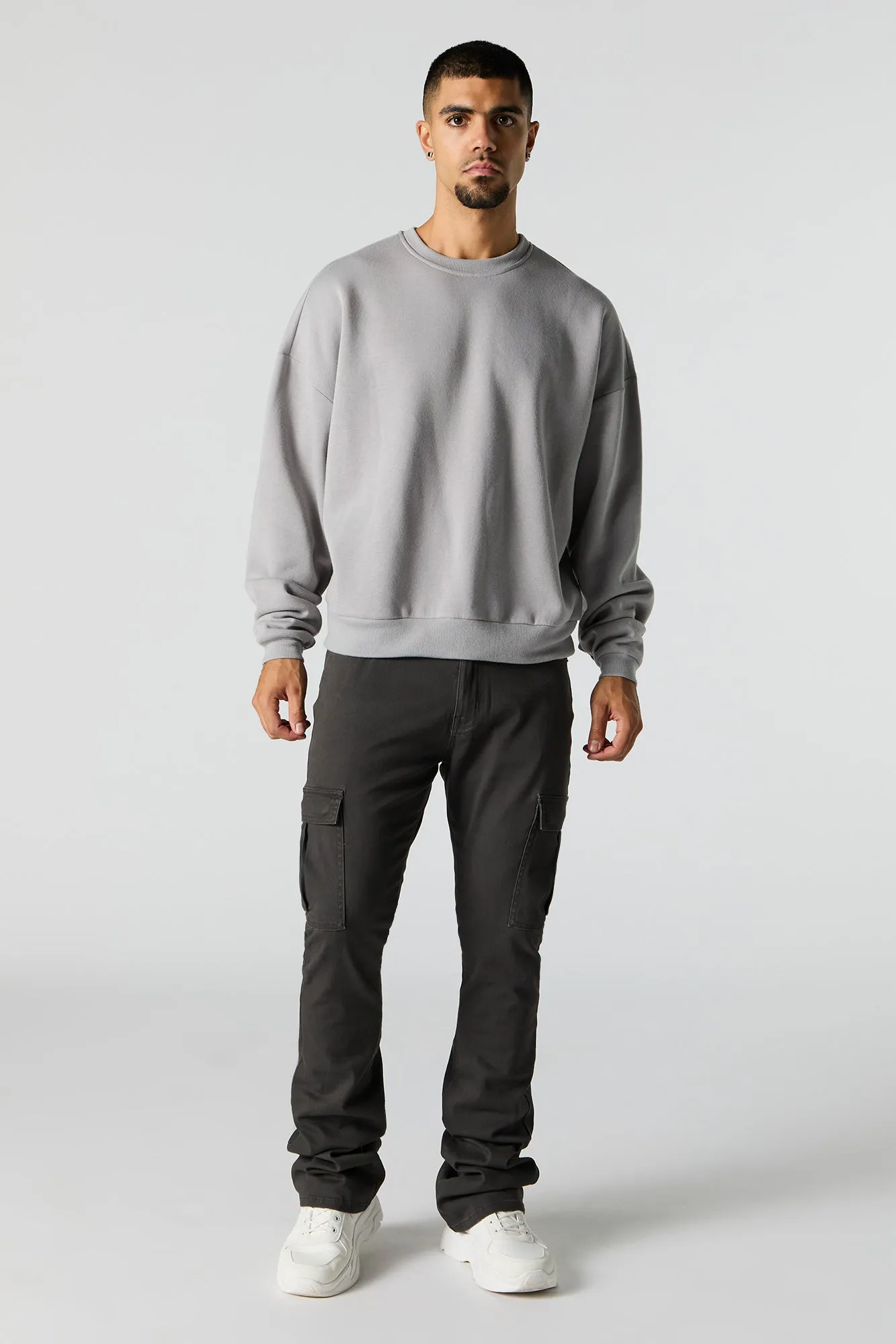 Boxy Crewneck Fleece Sweatshirt