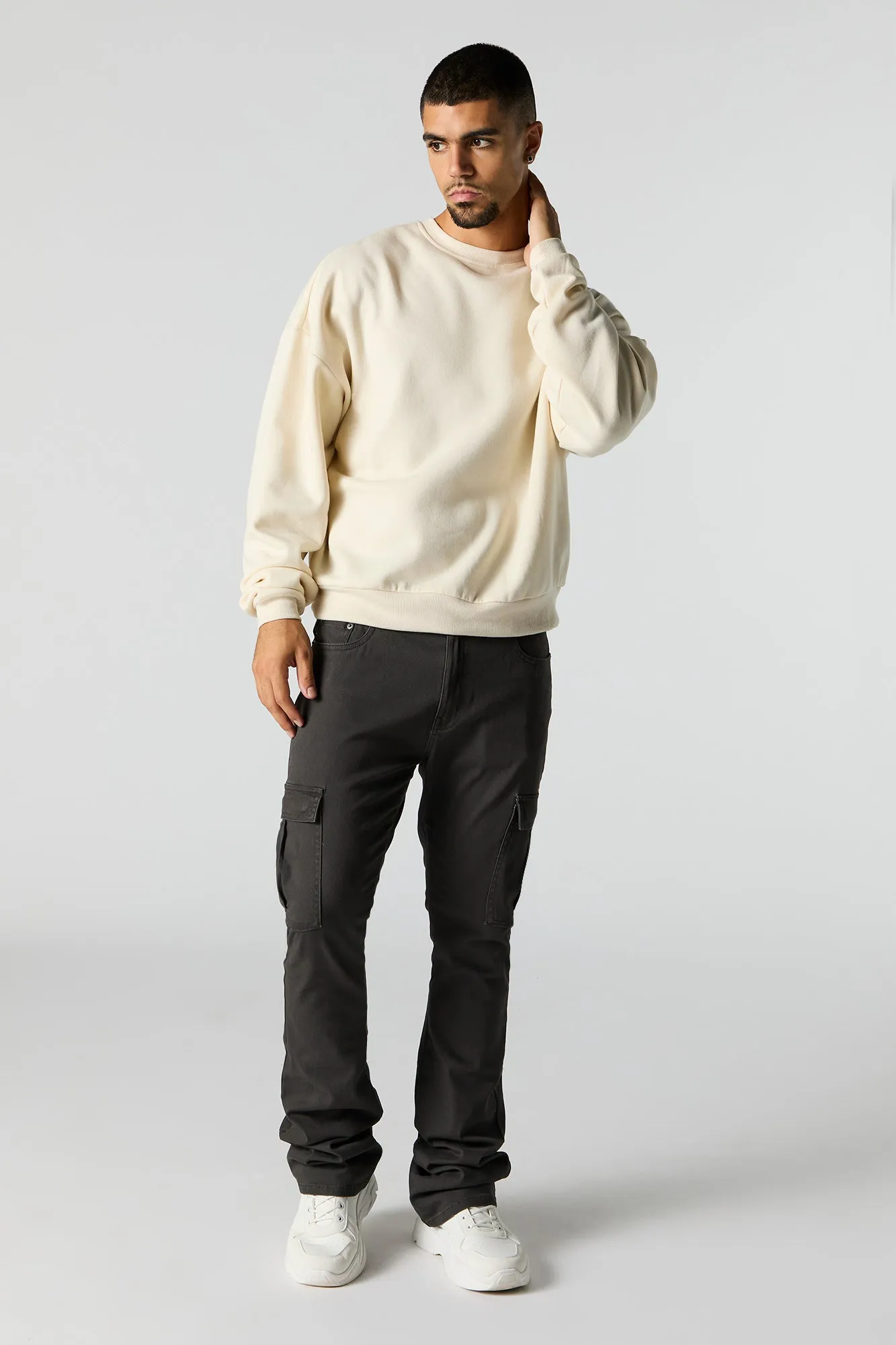 Boxy Crewneck Fleece Sweatshirt