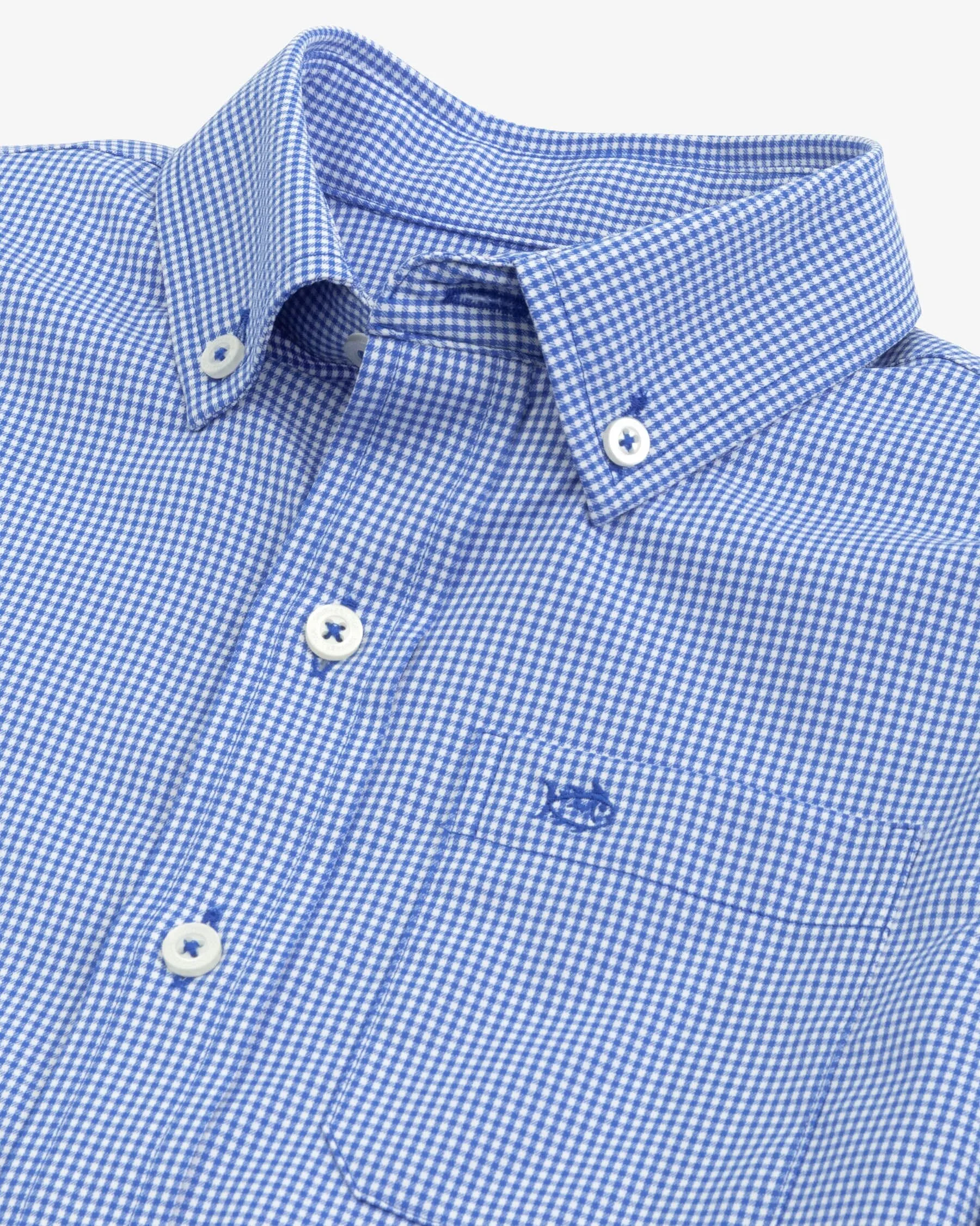 Boys Intercoastal Mini Gingham Button Down Shirt