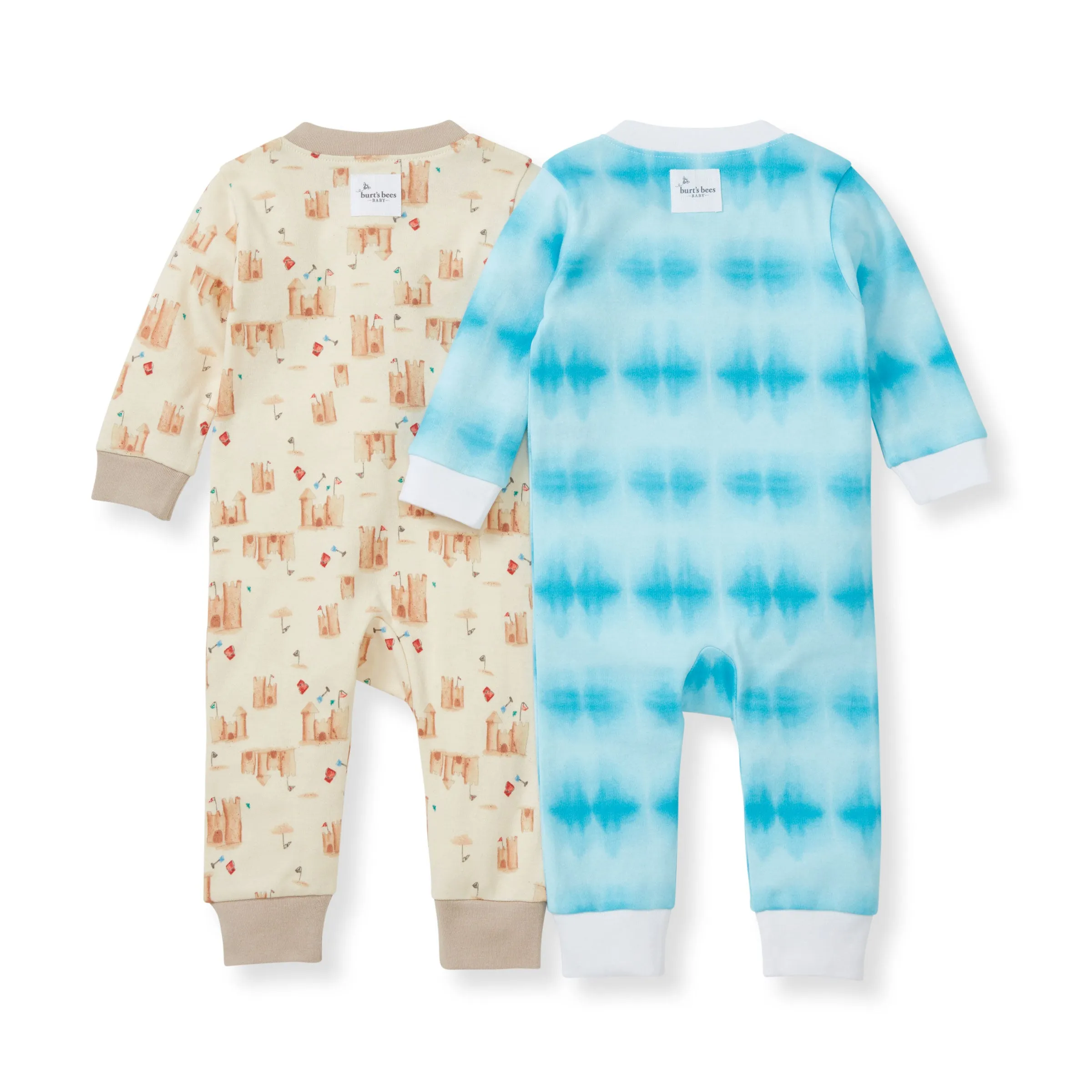 Burt's Bees Organic Baby One-Piece Footless Sleep & Play 2 Pack: Sandy Castles & Printed Tie Dye