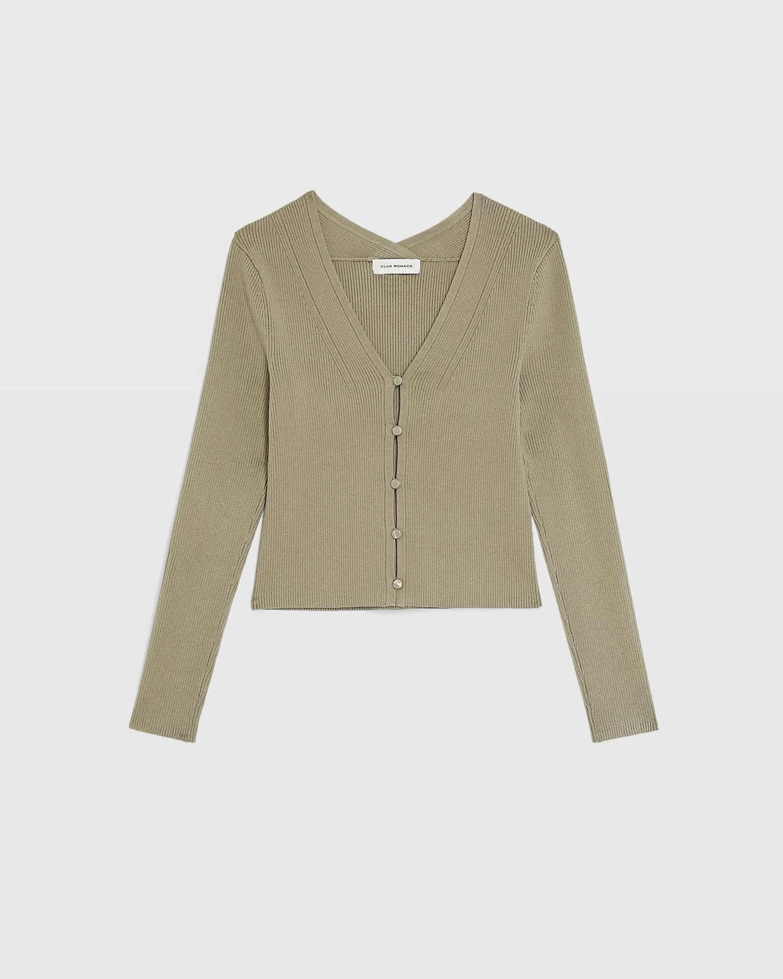 Button Front Ribbed Cardigan