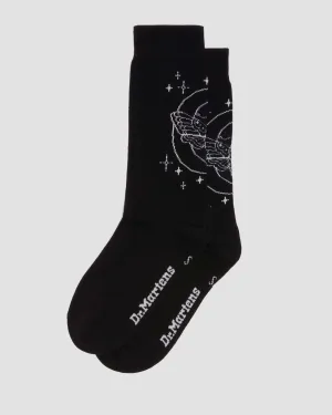 Celestial Moth Embroidered Socks