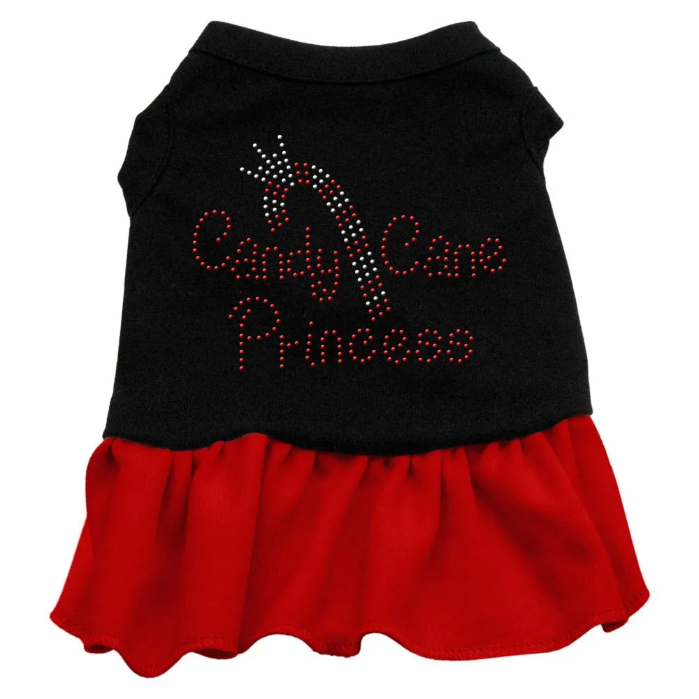 Christmas Pet Dog & Cat Dress Rhinestone, "Candy Cane Princess"