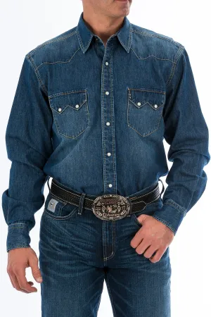 Cinch Mens Western Denim Snap L/S Shirt