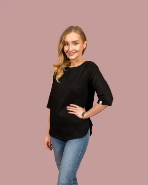 Classic Linen Blouse Black