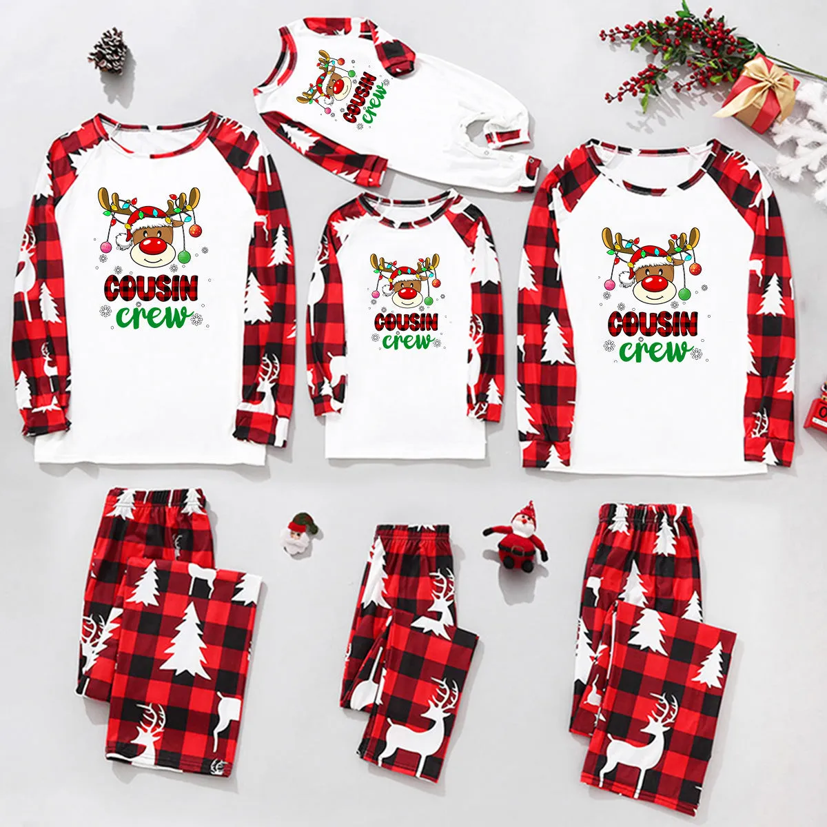 Cousin Crew Matching Christmas Pajama Set With Cute Reindeer