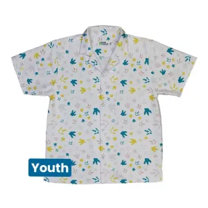 Dinosaur Footprint Tracks White Youth Hawaiian Shirt