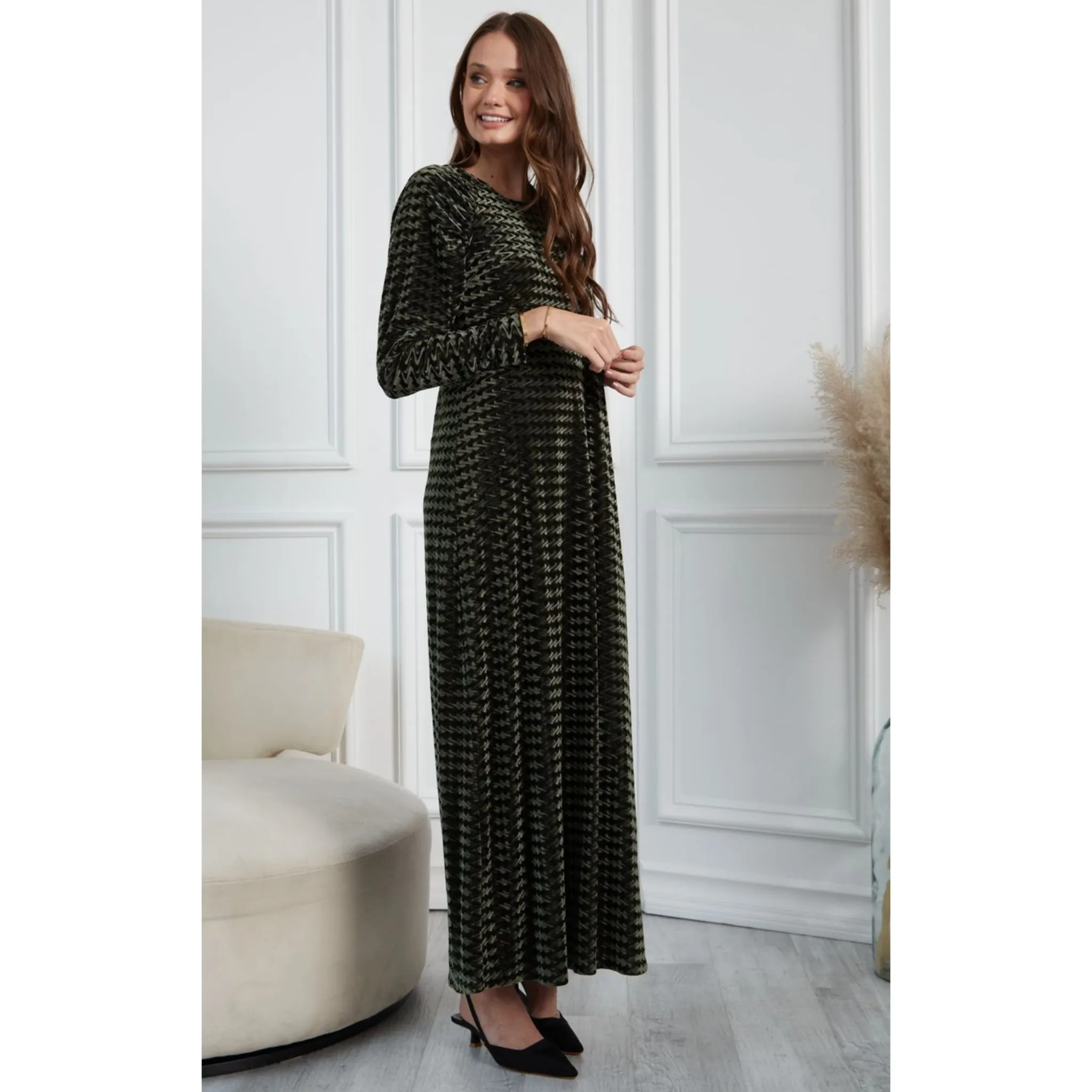 Ella Maxi Olive Velvet