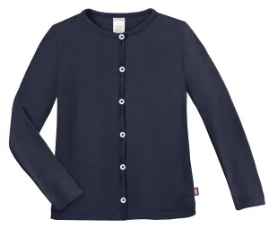 Girls Soft Cotton Button-Down Cardigan | Navy