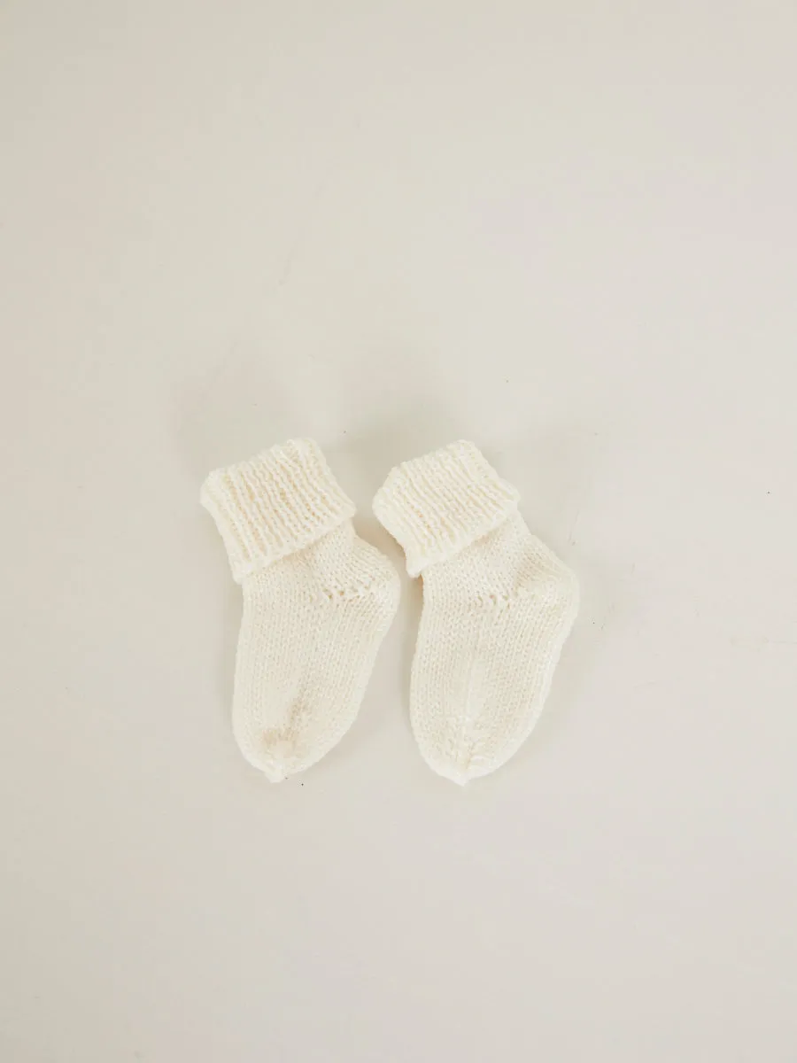 Hand Knitted Vest & Socks Set | Cream 0-3 Months