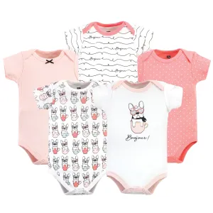 Hudson Baby Cotton Bodysuits, Bonjour Pink