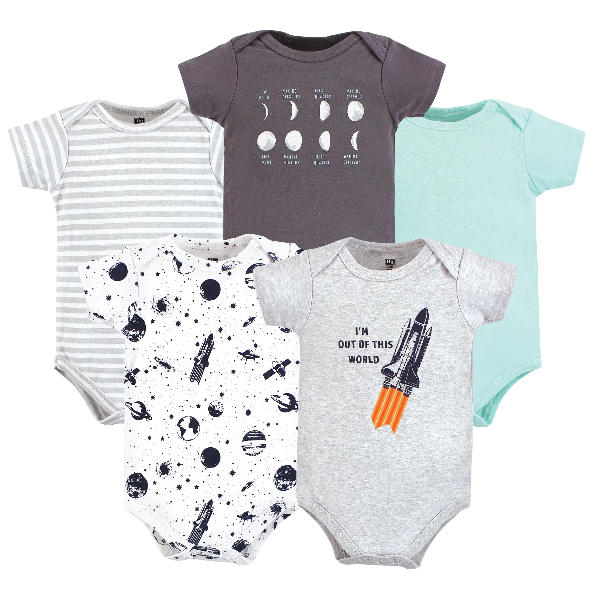 Hudson Baby Cotton Bodysuits, Outer Space