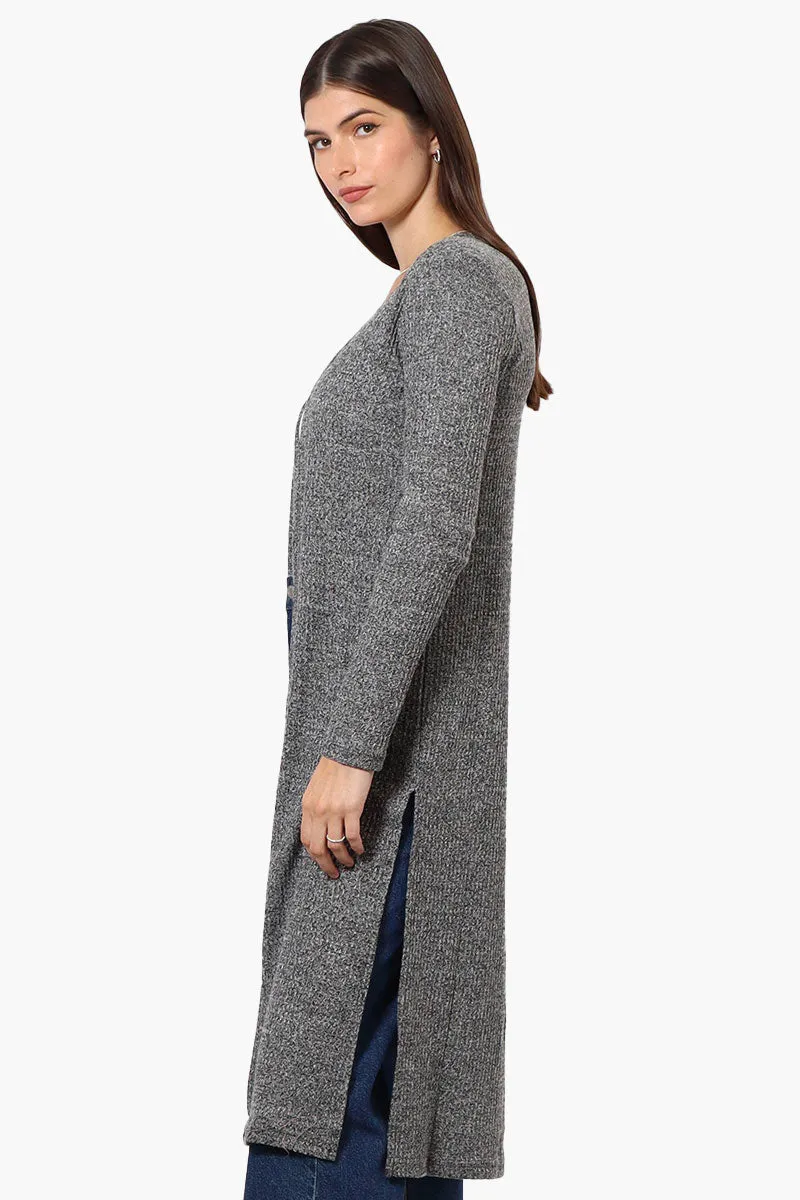 International INC Company Long Sleeve Side Slit Wrap Cardigan - Grey