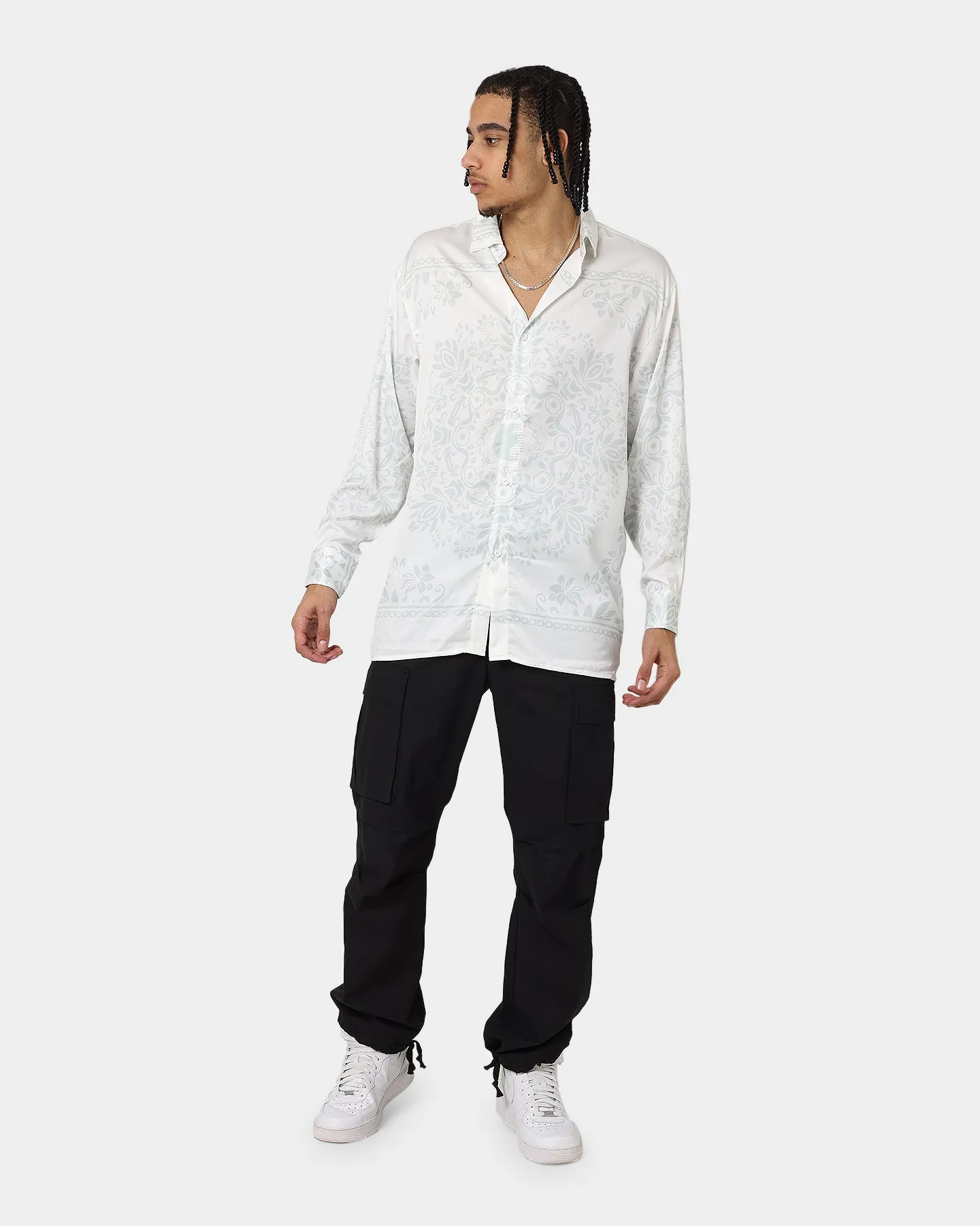 Last Kings Floridian Long Sleeve Button Up White