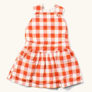 LGR Soft Red Checkered Pinafore Dress