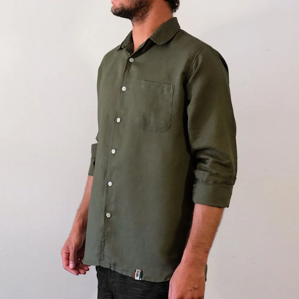 Linen Hemp Button Down Shirt - Olive