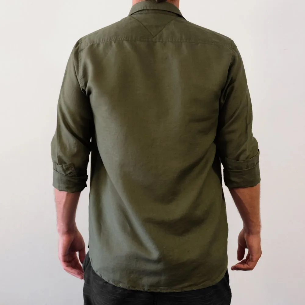 Linen Hemp Button Down Shirt - Olive