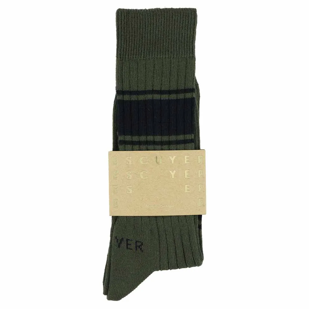 Logo Stripe Socks - Green / Navy