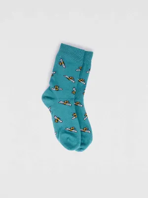 Lou bee kids' sock - peacock green