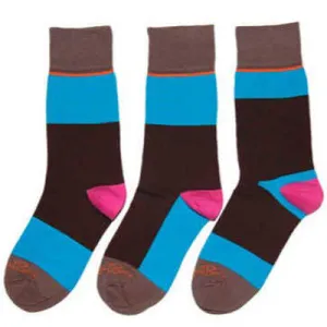 Matching Pair   Mismatched Spare - Women's Brown Turquoise Pink (3 Pk)