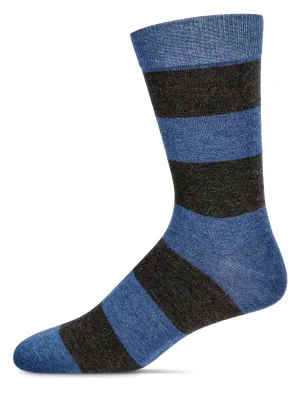 Men's Cashmere Rugby Striped Crew Socks -Denim