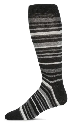 Men's Cashmere Slick Stripes Crew Socks -Black