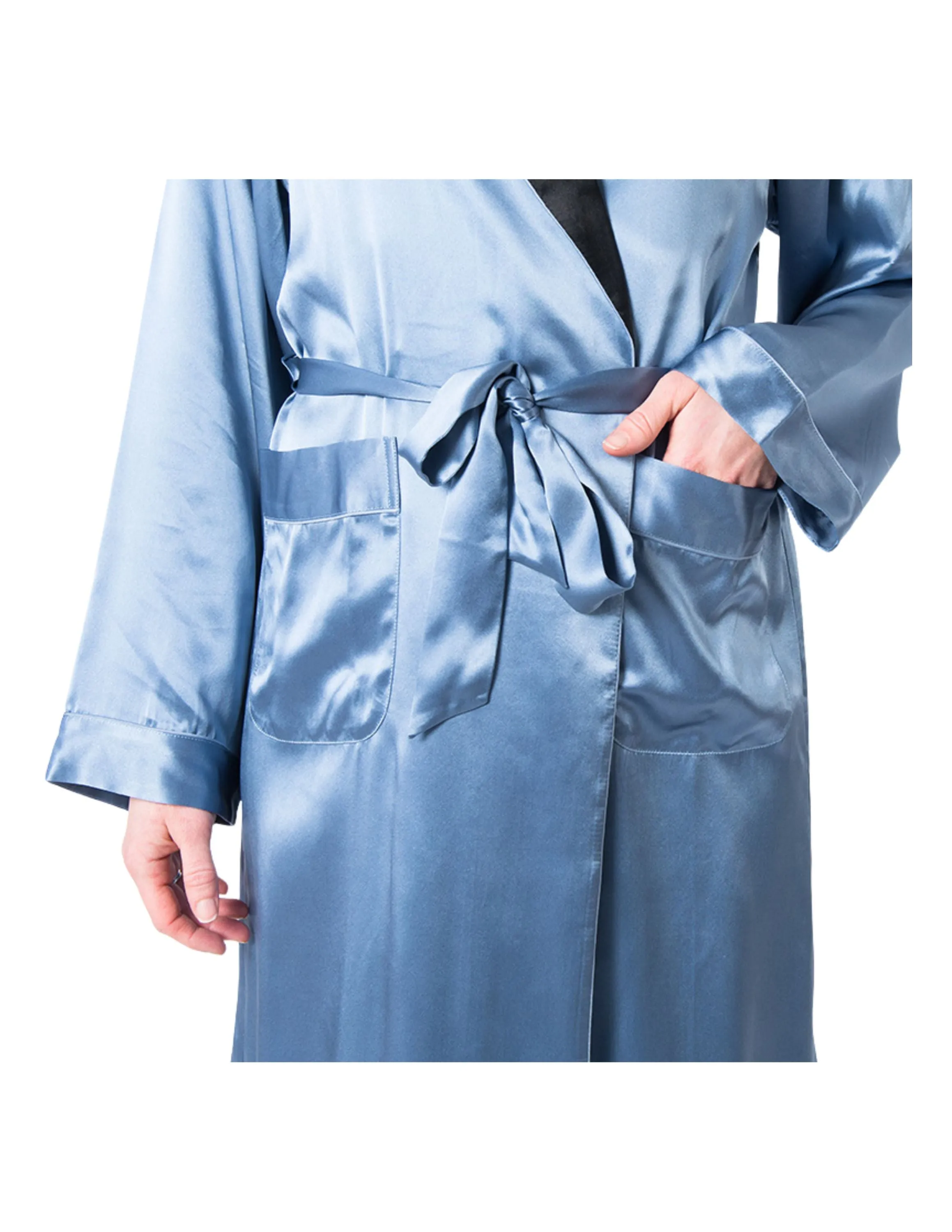 Men's Twilight Blue Mulberry Silk Robe