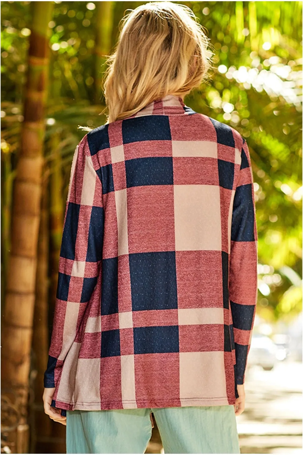 NicholesGifts Women Plaid Open Front Cardigan