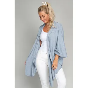 NUVI APPAREL Drop Shoulder Open Front Cardigan