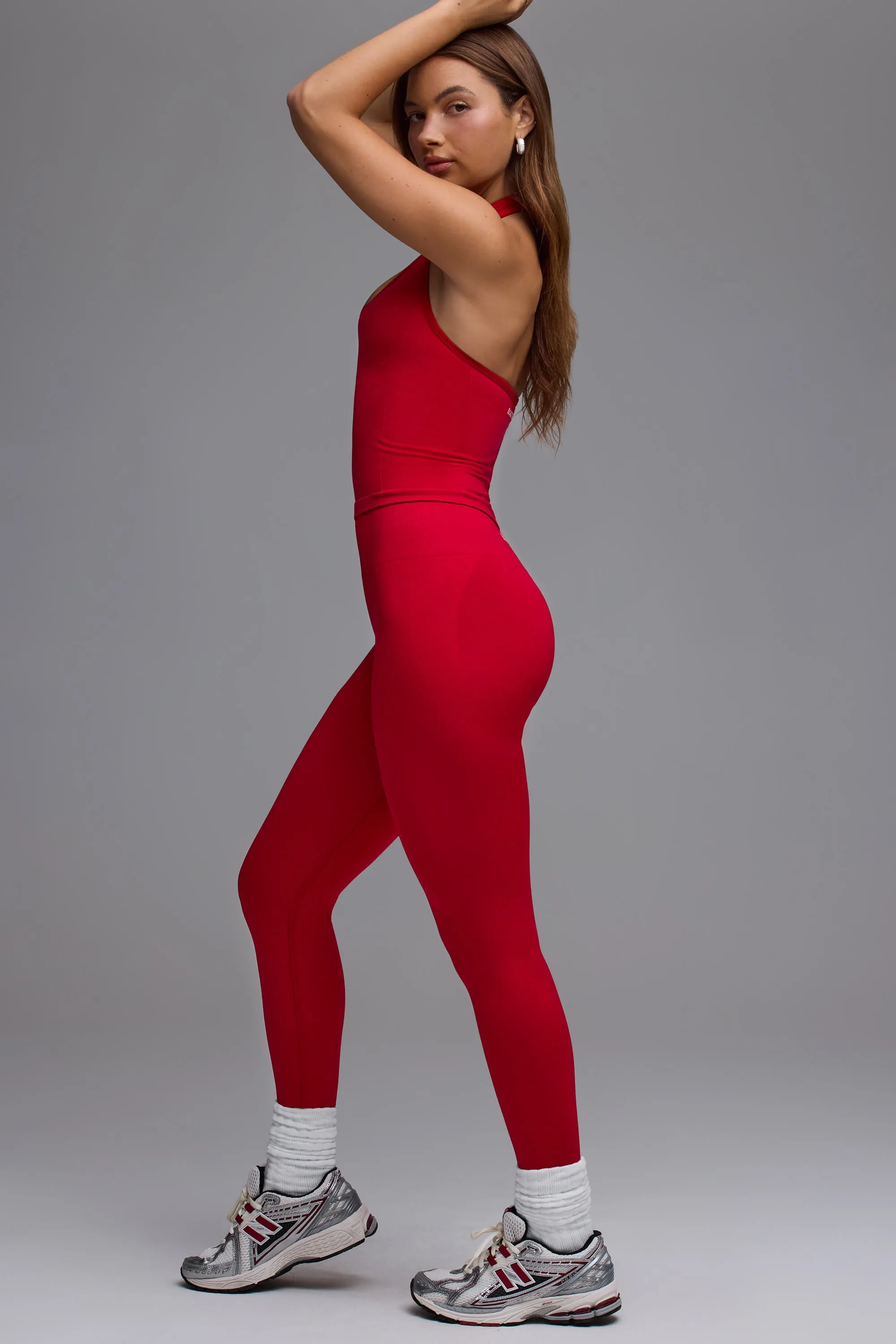 Petite Define Luxe High-Waist Leggings in Cherry Red