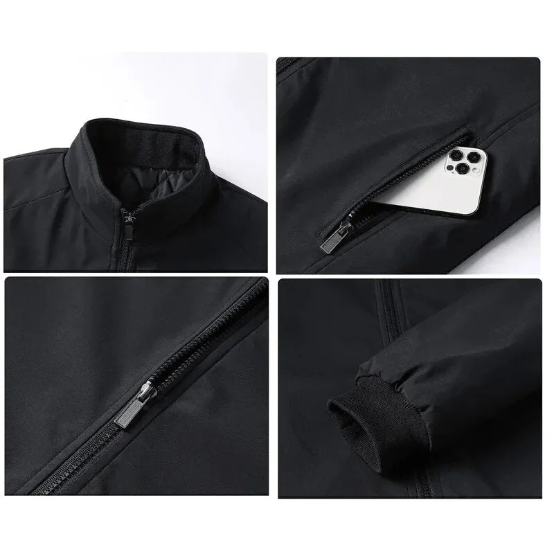 Plus Size 8xl Jacket for Men 2023 Thick Stand Collar Solid Winter Jacket Men Waterproof Warm Business Casual Men Coats