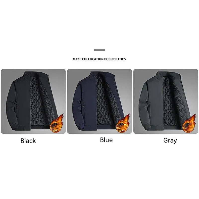 Plus Size 8xl Jacket for Men 2023 Thick Stand Collar Solid Winter Jacket Men Waterproof Warm Business Casual Men Coats