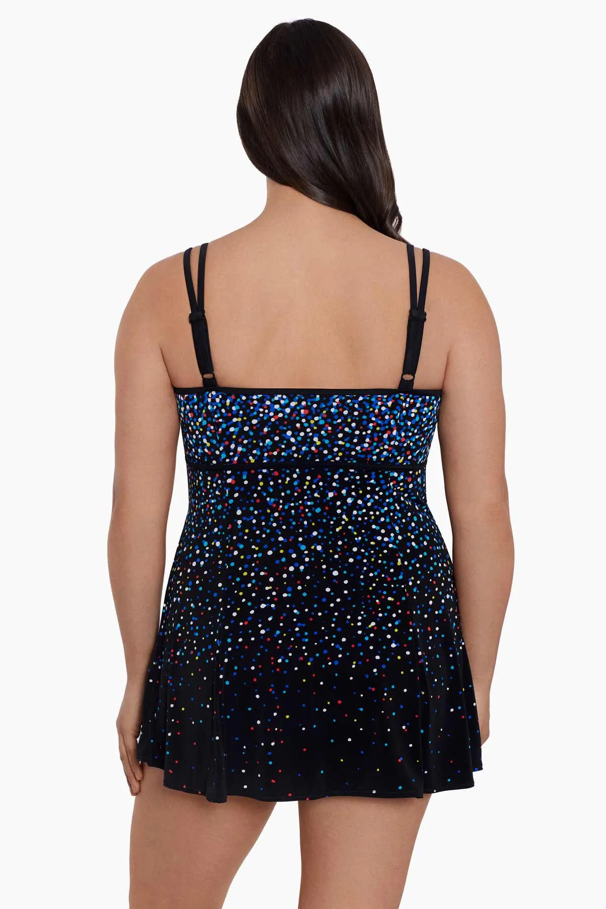 Rainbow Sprinkles Long Torso Empire Princess Seam Swim Dress