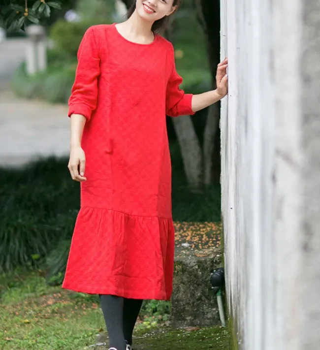 Ruffle Linen Dresses, Summer long Women Dresses ,Maxi Soft Linen Dress 9981