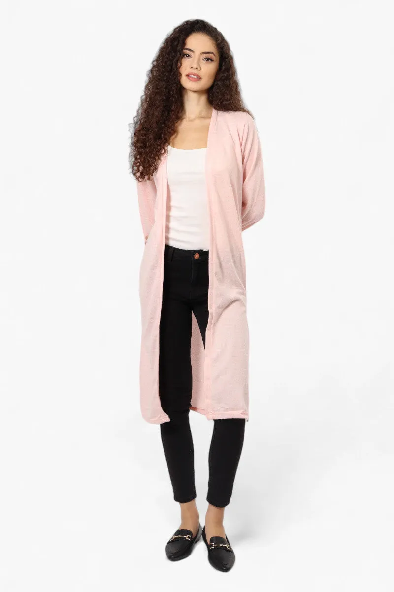 Runaway Bay Long Sleeve Side Slit Duster Cardigan - Pink