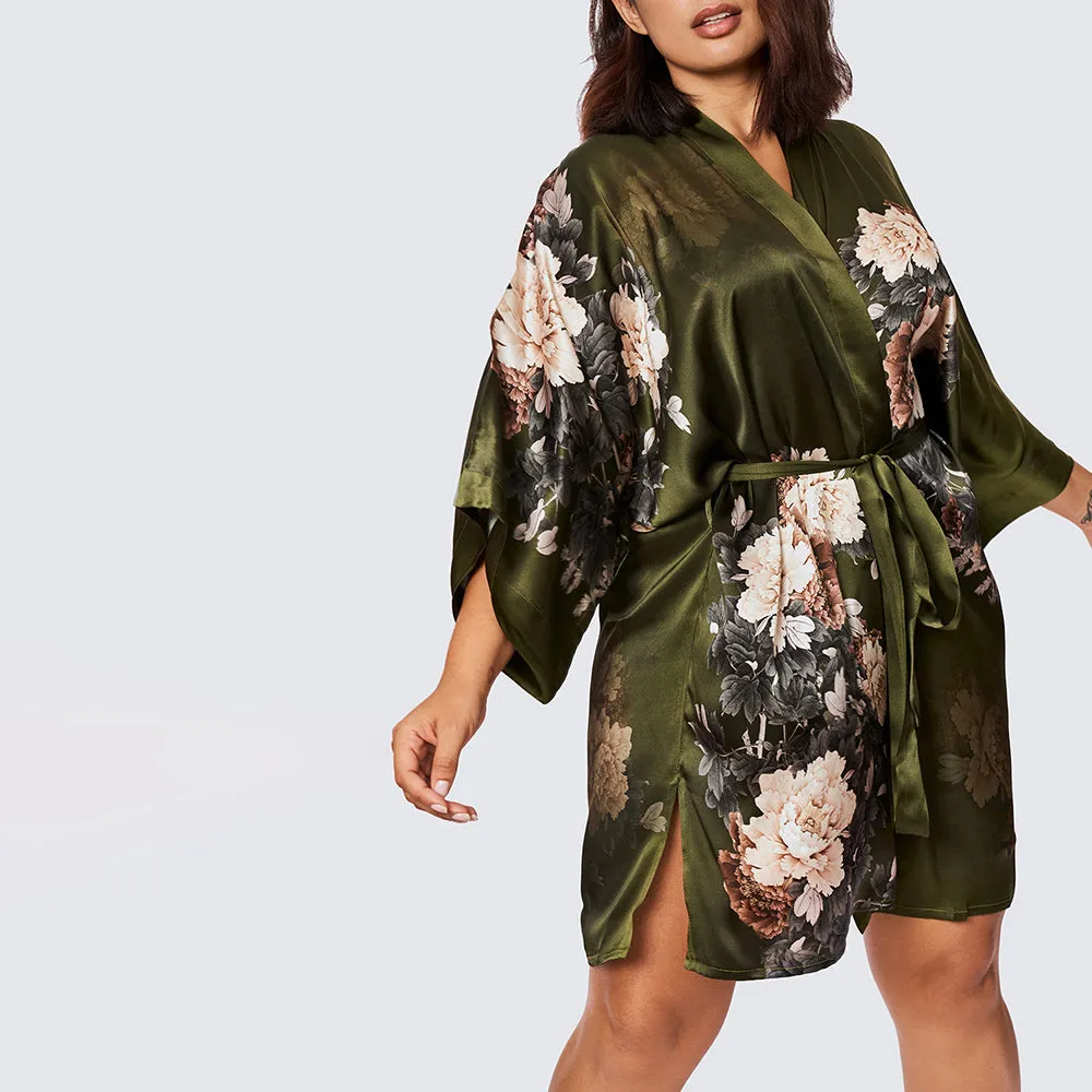 Silk Keina Short Kimono Robe (Plus Size)